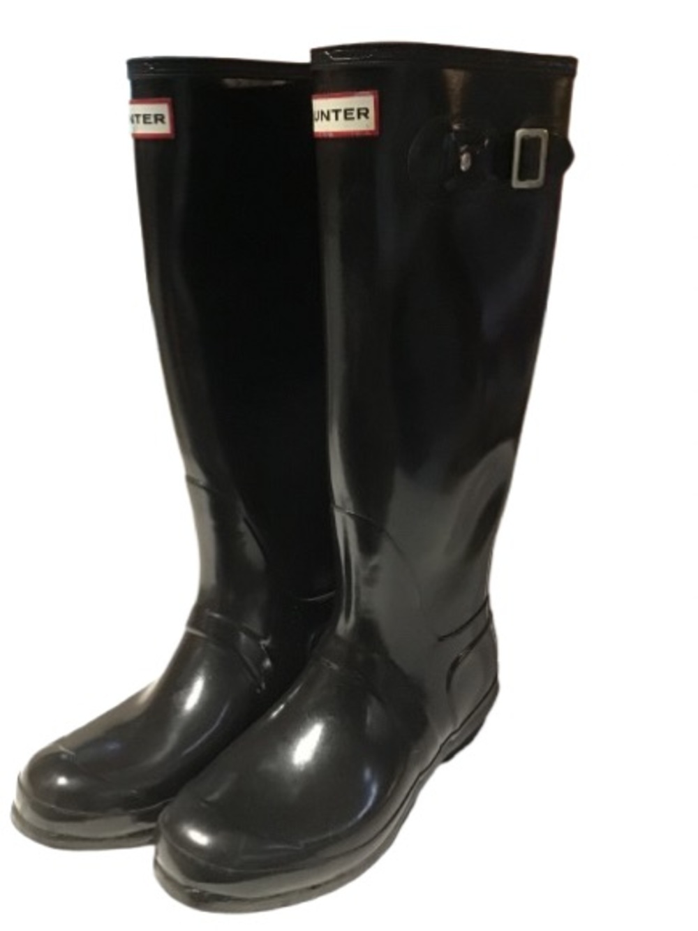 Hunter Original Tall Gloss Black Women's Rain Boots with Side Buckle